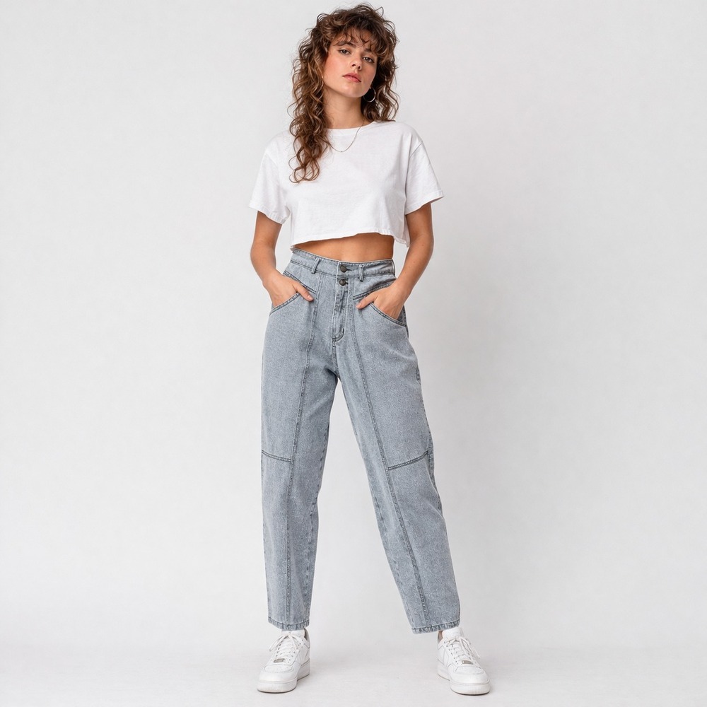 Vintage 90s LizWear Mom Jeans Womens 29 Gray High Waist Tapered Acid Wash